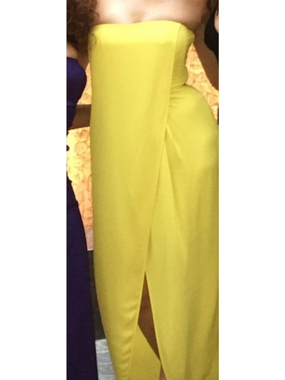 BCBGMaxAzria Neon Yellow Crepe Dress
